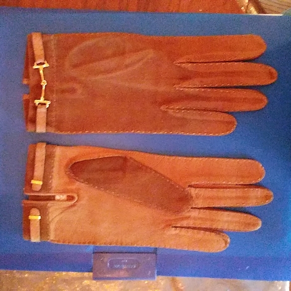 GUCCI TWO TONE SUEDE LEATHER GLOVES NWOT - Picture 4 of 9